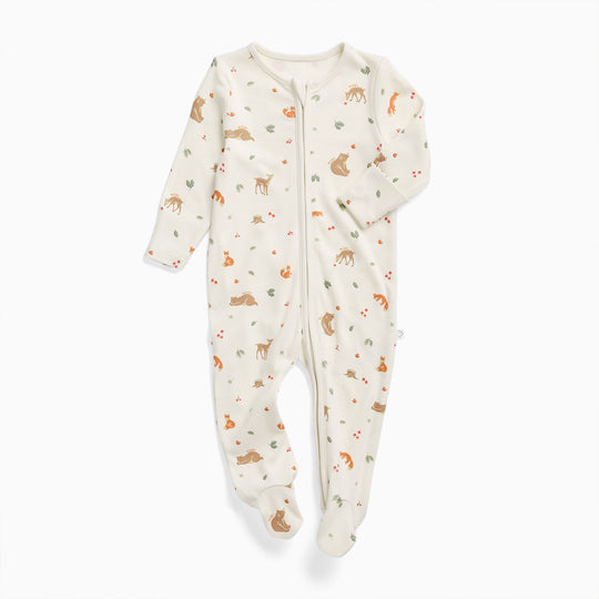 MORI Two Way Zip-Up Sleepsuit - Woodland-Sleepsuits-Woodland-0-3m | Natural Baby Shower