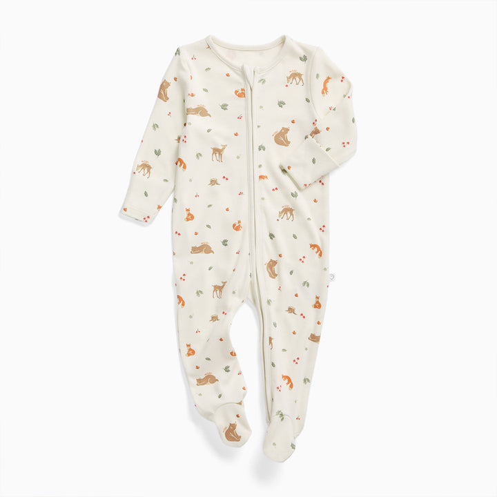 MORI Two Way Zip-Up Sleepsuit - Woodland-Sleepsuits-Woodland-0-3m | Natural Baby Shower