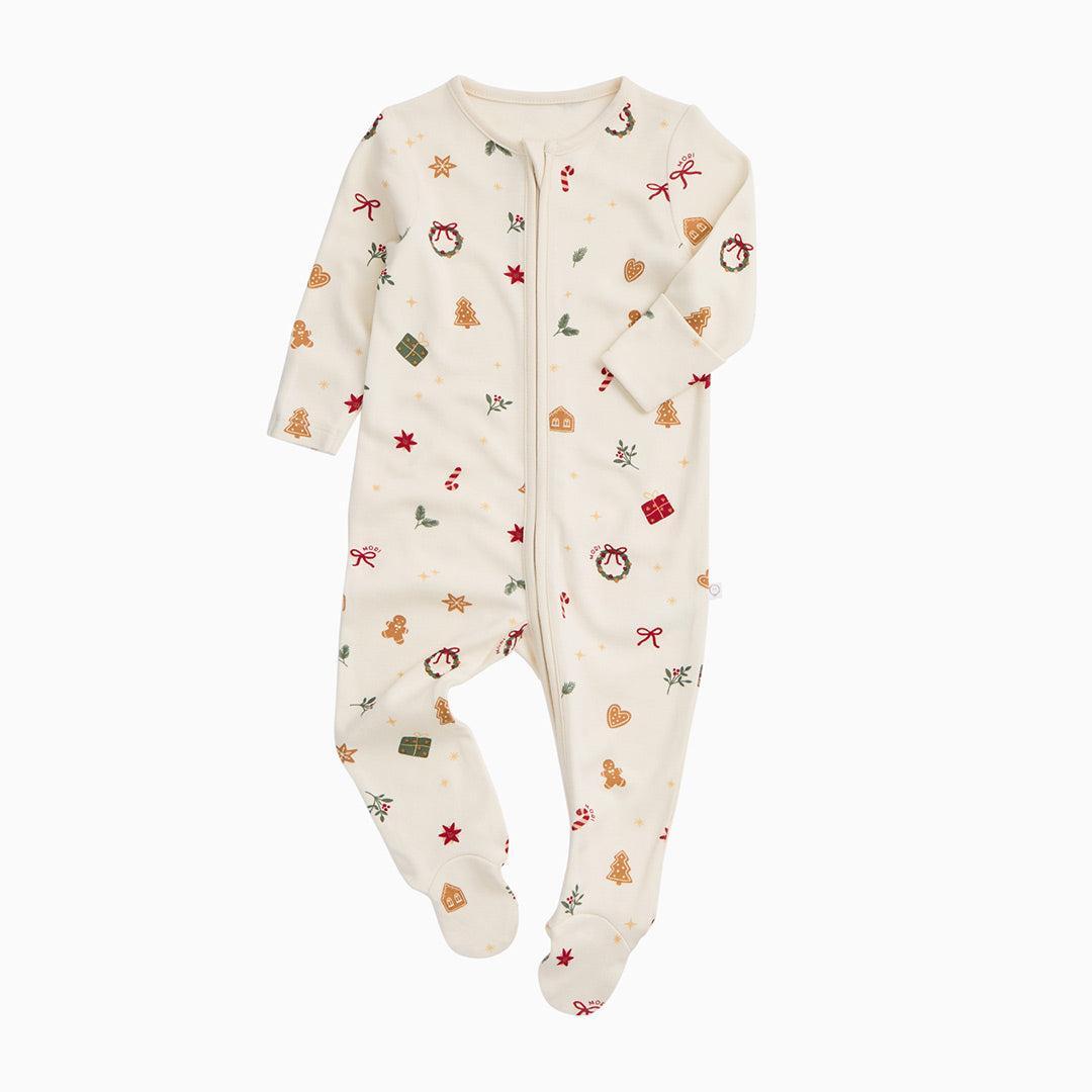 MORI Christmas Two Way Zip-Up Sleepsuit - White Christmas-Sleepsuits-White Christmas-0-3m | Natural Baby Shower