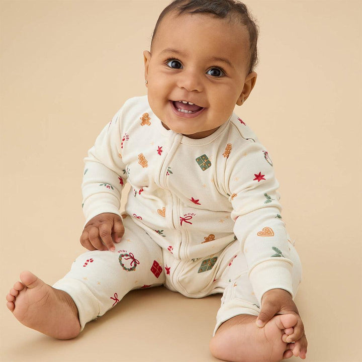 MORI Christmas Two Way Zip-Up Sleepsuit - White Christmas-Sleepsuits-White Christmas-0-3m | Natural Baby Shower