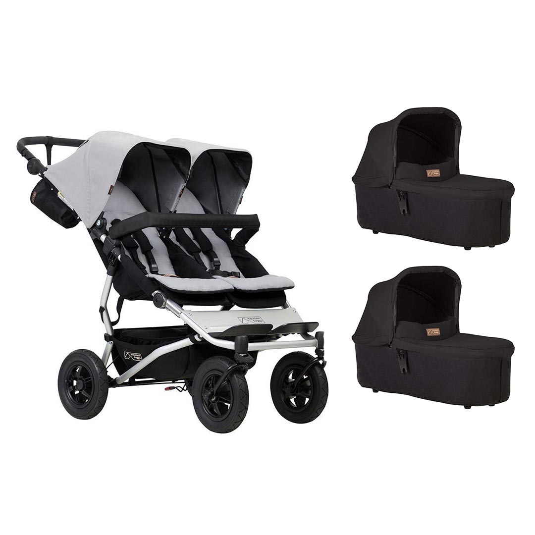 Mountain Buggy Duet V3 Pushchair - Silver-Strollers-2x Carrycot- | Natural Baby Shower