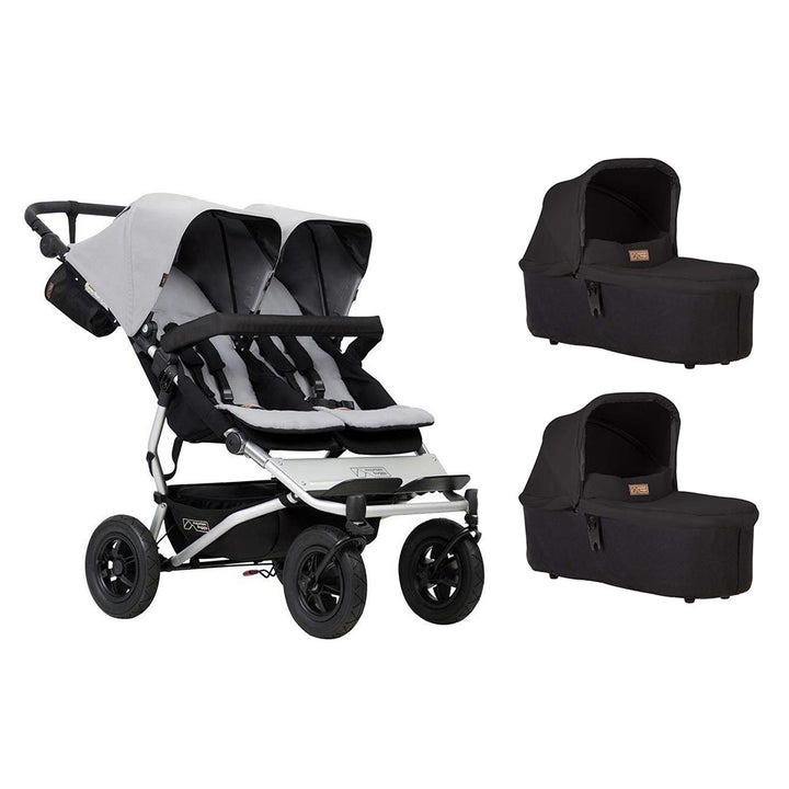 Mountain Buggy Duet V3 Pushchair - Silver-Strollers-2x Carrycot- | Natural Baby Shower