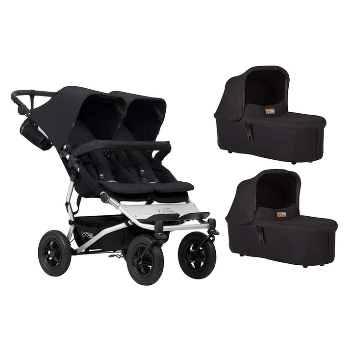 Mountain Buggy Duet V3 Pushchair - Black-Strollers-2x Carrycot- | Natural Baby Shower