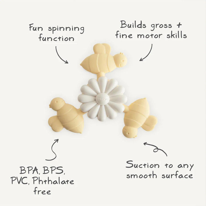 Mushie Bee Suction Spinner Toy - Buttercup-Bath Toys-Buttercup- | Natural Baby Shower