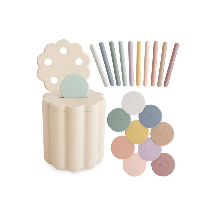 Mushie Coin & Tube Sorting Set - Cream Multi-Shape Sorters-Cream Multi- | Natural Baby Shower