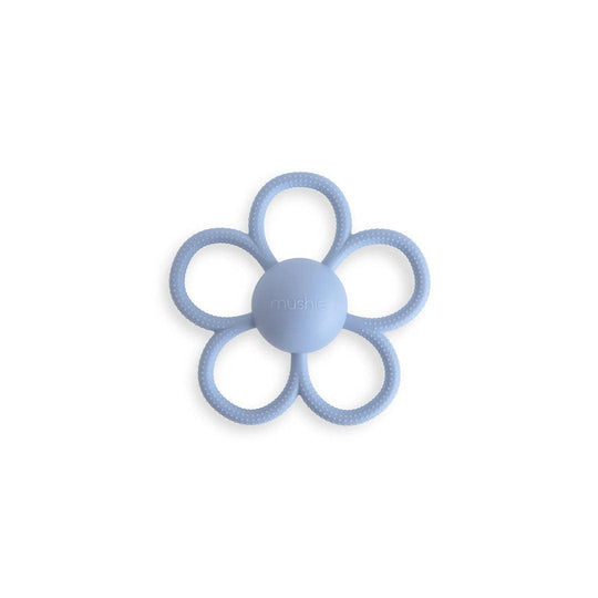 Mushie Daisy Rattle Teether - Faded Denim-Teethers-Faded Denim- | Natural Baby Shower