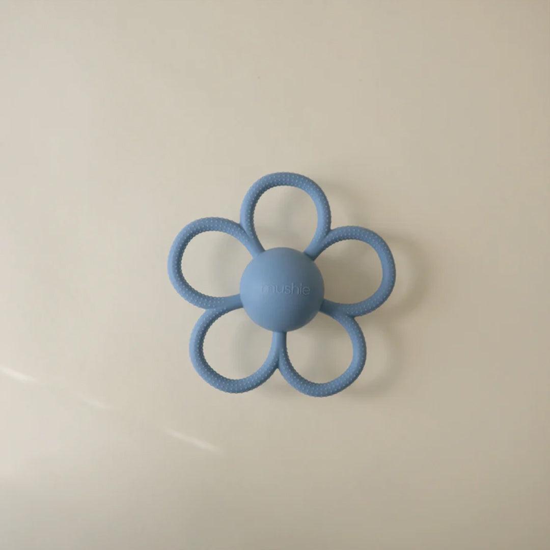 Mushie Daisy Rattle Teether - Faded Denim-Teethers-Faded Denim- | Natural Baby Shower