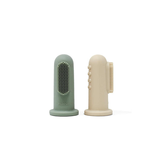 Mushie Finger Toothbrush - Cambridge Blue/Shifting Sand-Toothcare-Cambridge Blue/Shifting Sand- | Natural Baby Shower