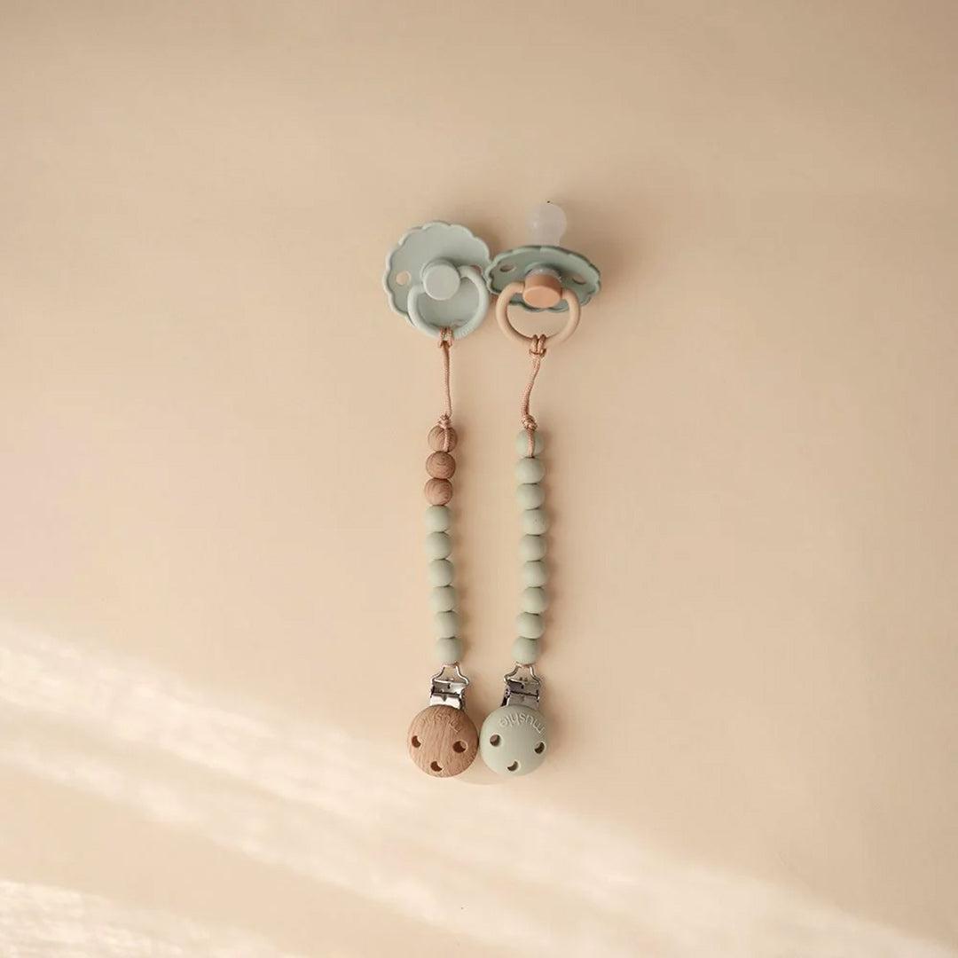 Mushie Hera Pacifier Clip - Sage-Pacifier Clips- | Natural Baby Shower