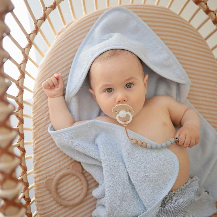 Mushie Hooded Towel - Baby Blue-Bath Towels-Baby Blue- | Natural Baby Shower