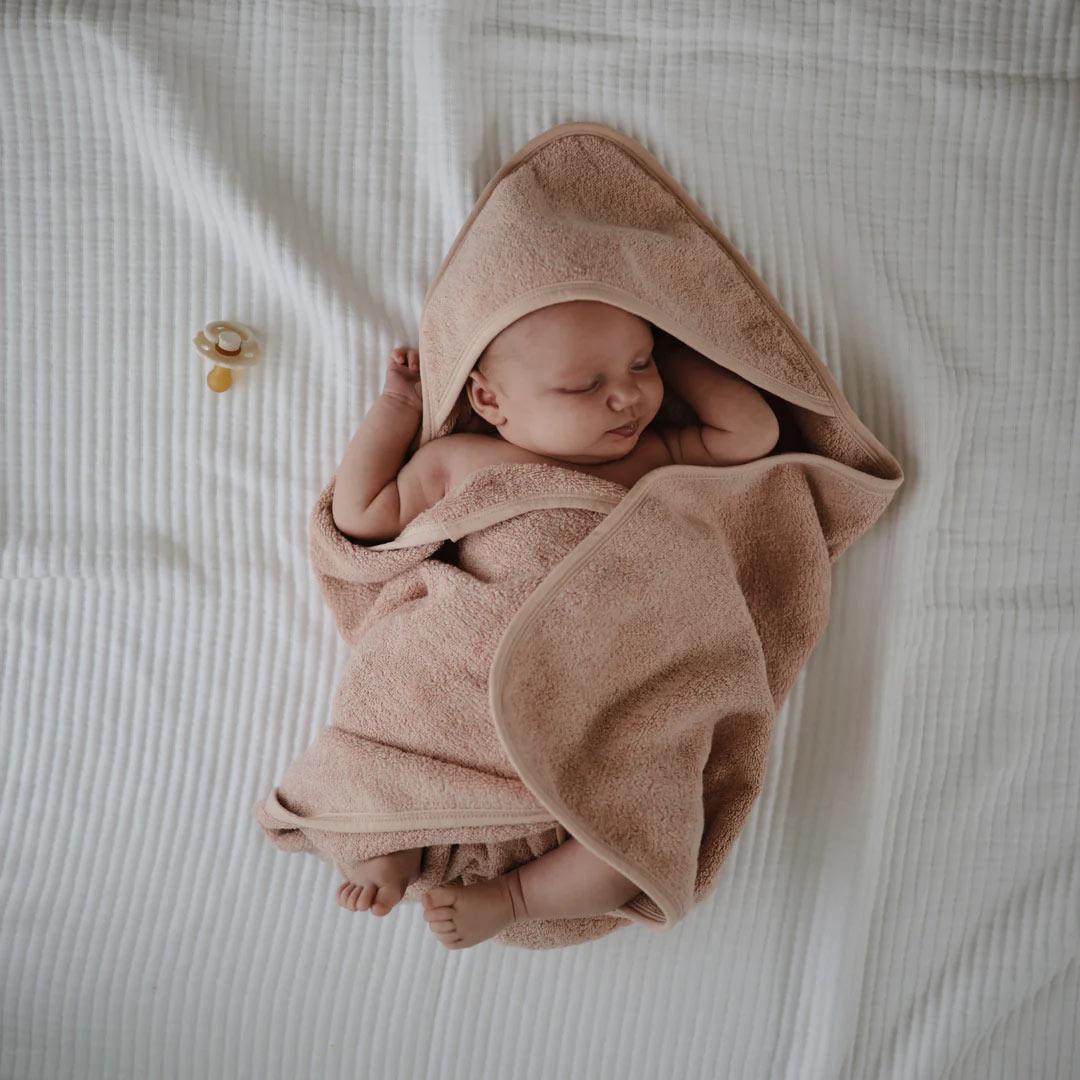 Mushie Hooded Towel - Blush-Bath Towels-Blush- | Natural Baby Shower