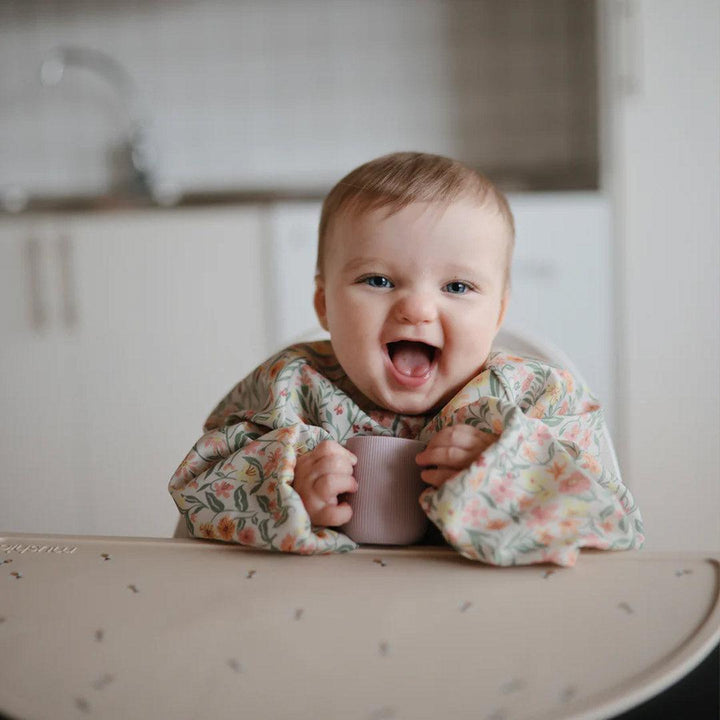 Mushie Long Sleeve Bib - Pastel Blooms-Bibs-Pastel Blooms-6-24 months (one size) | Natural Baby Shower