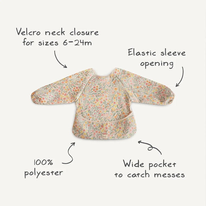 Mushie Long Sleeve Bib - Pastel Blooms-Bibs-Pastel Blooms-6-24 months (one size) | Natural Baby Shower