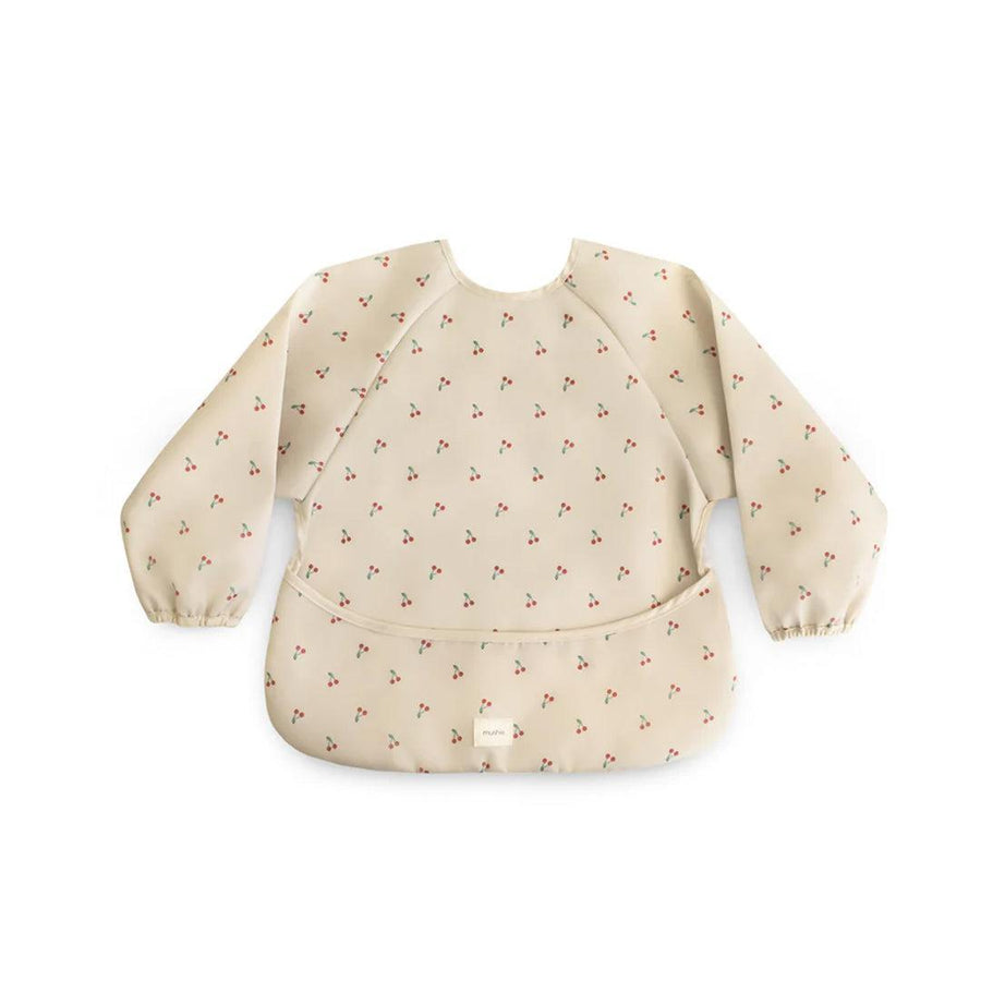 Mushie Long Sleeve Bib - Cherries-Bibs-Cherries-0m+ | Natural Baby Shower