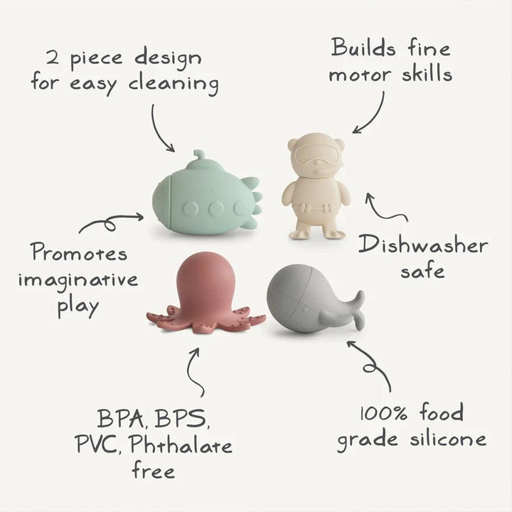 Mushie Mould Free Bath Play Set - Sealife-Bath Toys-Sealife- | Natural Baby Shower