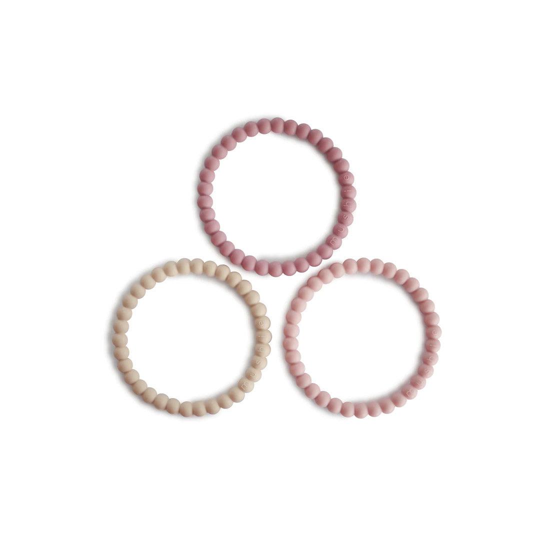 Mushie Pearl Teething Bracelet - Linen/Peony/Pale Pink-Teethers-Linen/Peony/Pale Pink- | Natural Baby Shower
