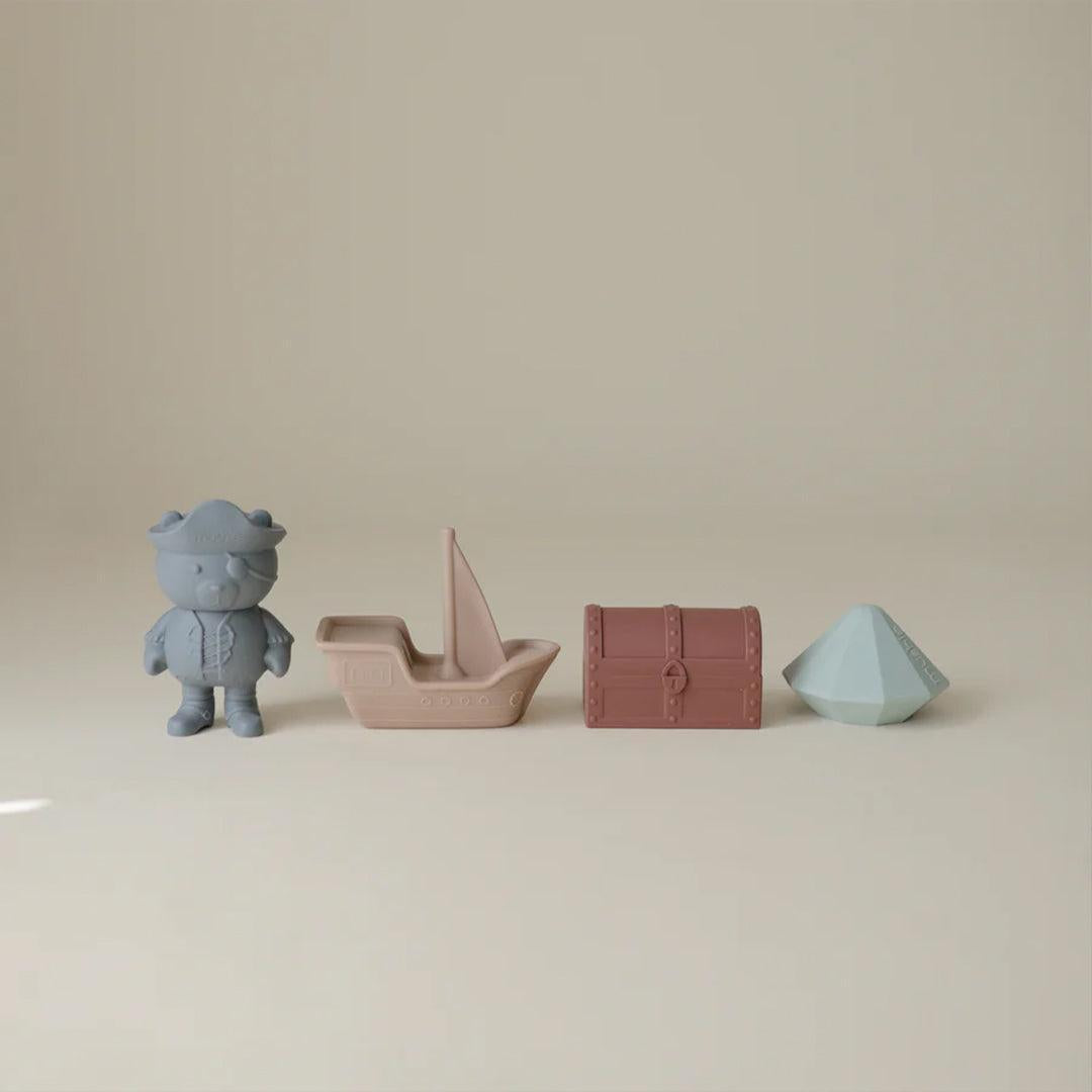 Mushie Pirate Mold Free Bath Play Set - Pirate Theme In Multicolour-Bath Toys-Pirate Theme In Multicolour- | Natural Baby Shower