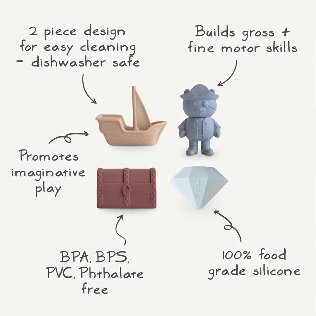 Mushie Pirate Mold Free Bath Play Set - Pirate Theme In Multicolour-Bath Toys-Pirate Theme In Multicolour- | Natural Baby Shower