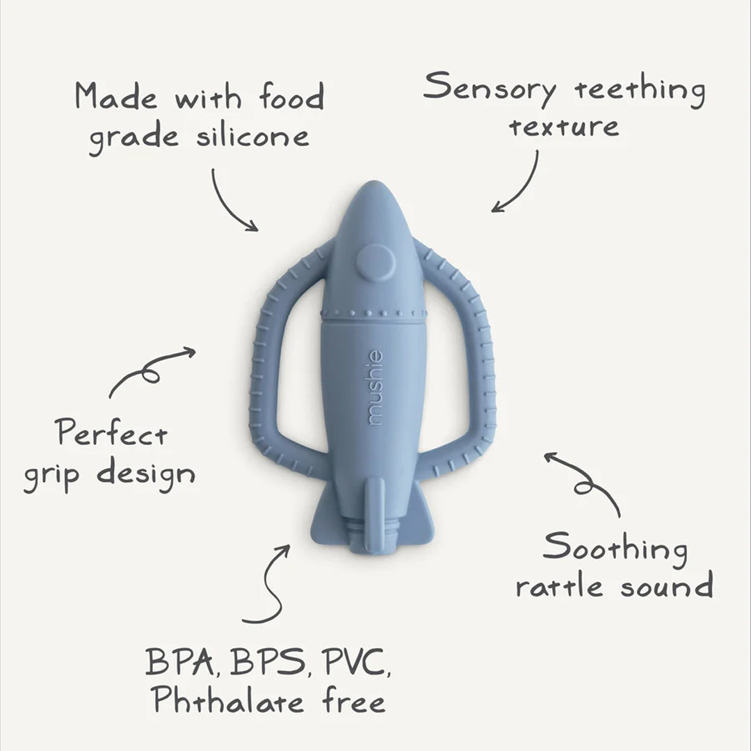 Mushie Rocket Teether - Blue