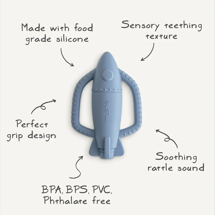 Mushie Rocket Teether - Blue
