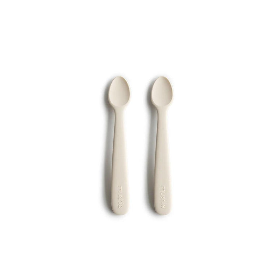 Mushie Silicone Feeding Spoons 2-Pack - Ivory-Feeding Sets-Ivory- | Natural Baby Shower