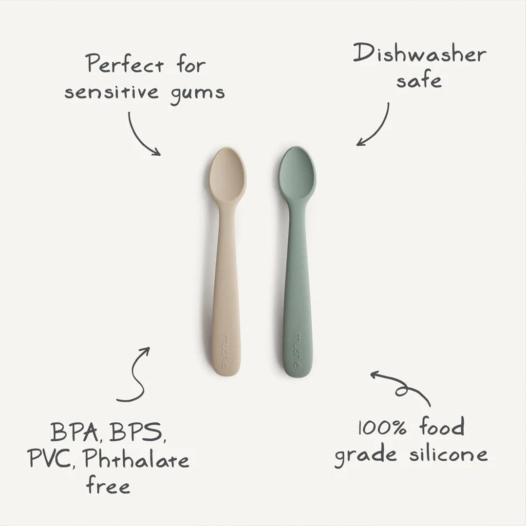 Mushie Silicone Feeding Spoons 2-Pack - Ivory-Feeding Sets-Ivory- | Natural Baby Shower