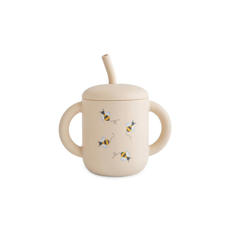 Mushie Silicone Training Cup + Straw - Bees-Cups-Bees- | Natural Baby Shower