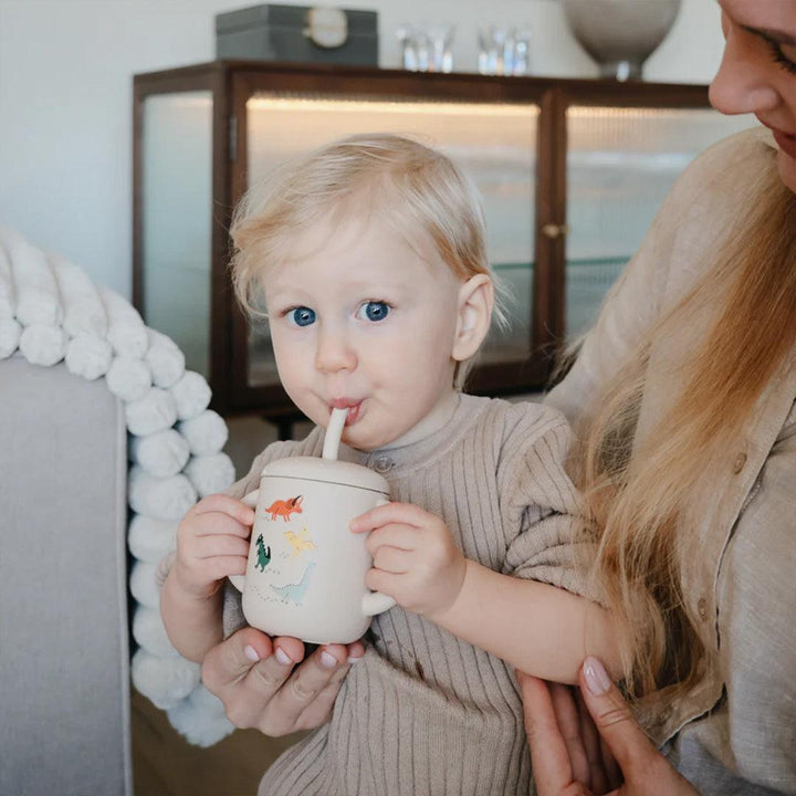 Mushie Silicone Training Cup + Straw - Dinosaurs-Cups-Dinosaurs- | Natural Baby Shower