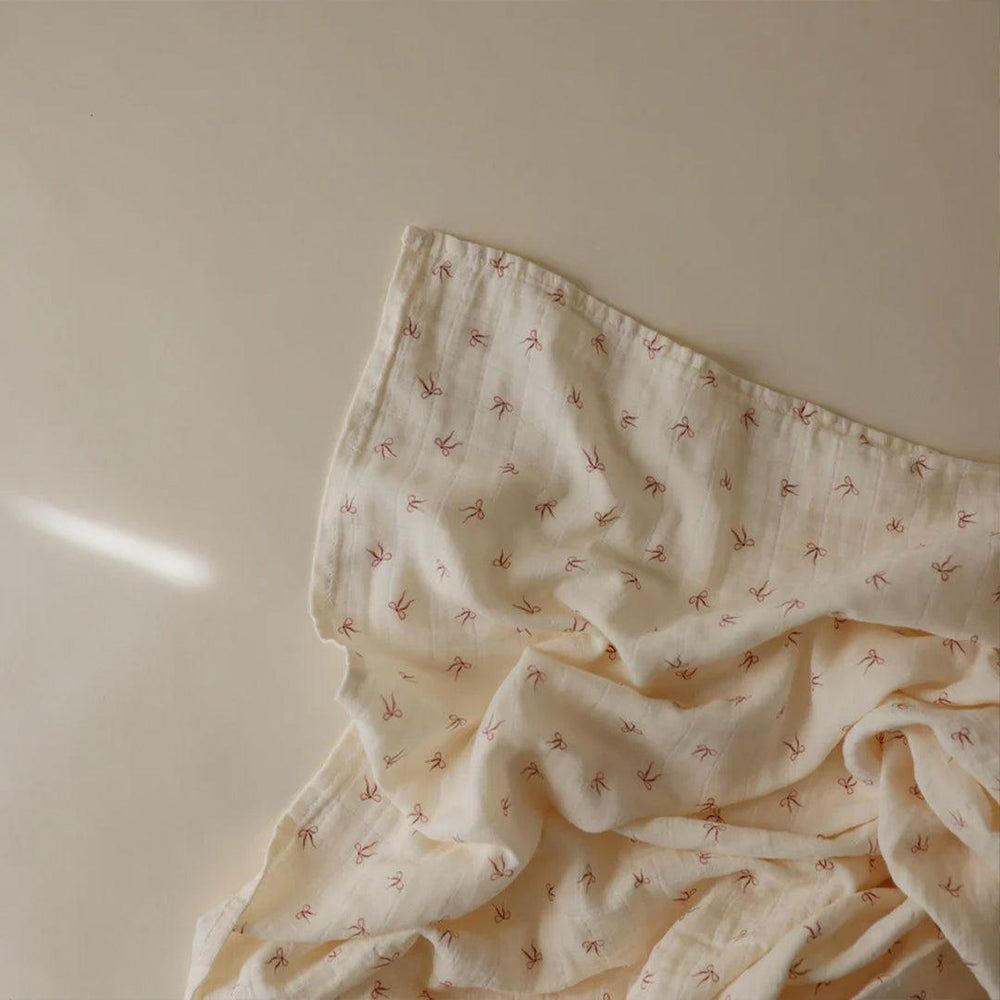 Mushie Swaddle - Bows-Swaddling Wraps-Bows-0m+ | Natural Baby Shower