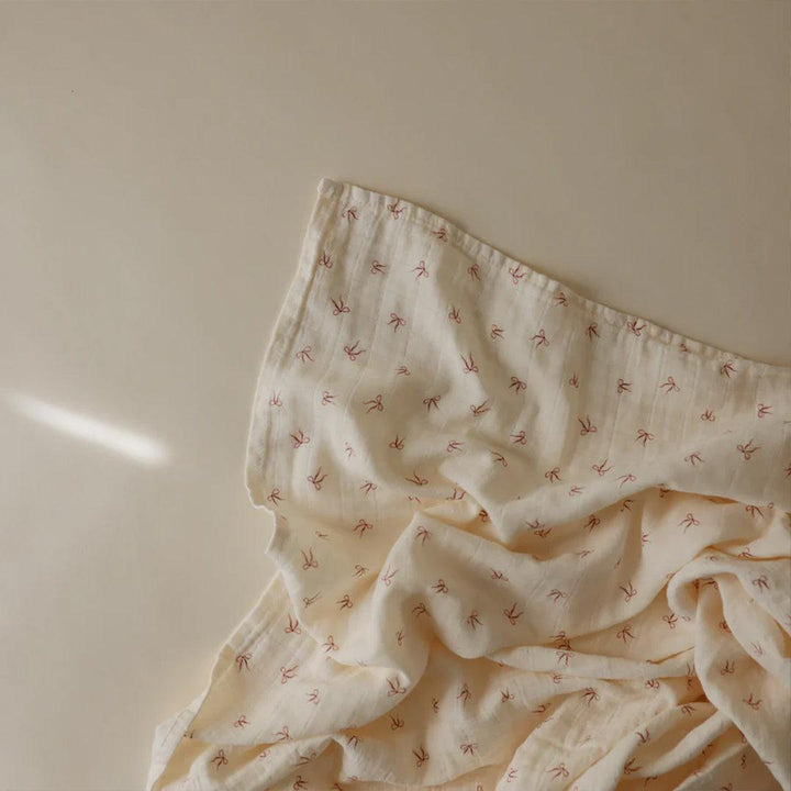 Mushie Swaddle - Bows-Swaddling Wraps-Bows-0m+ | Natural Baby Shower