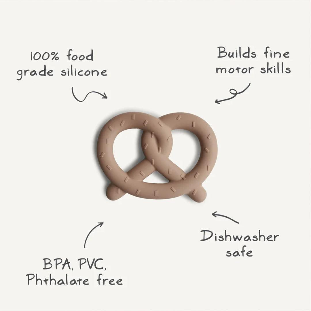 Mushie Teether Pretzel - Natural-Teethers-Natural- | Natural Baby Shower