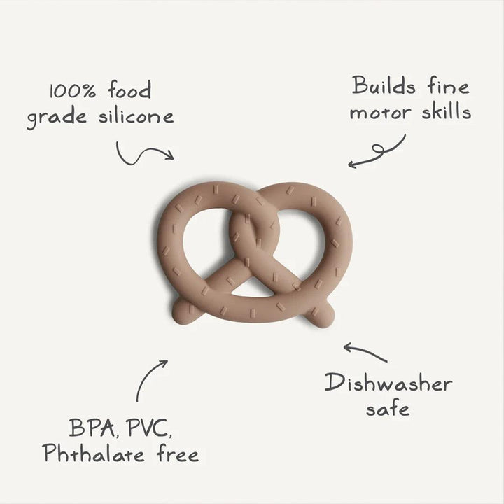 Mushie Teether Pretzel - Natural-Teethers-Natural- | Natural Baby Shower