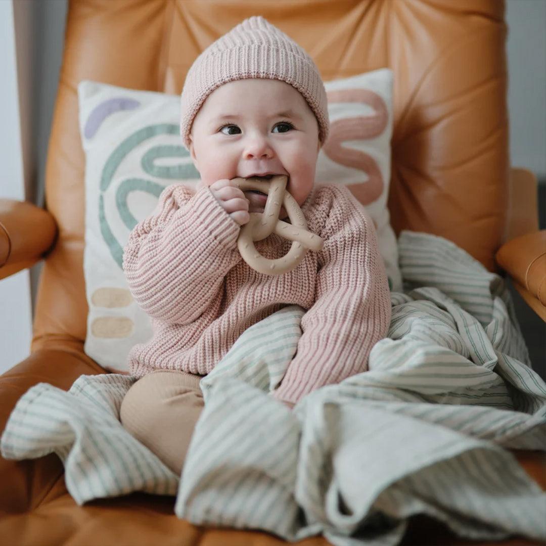 Mushie Teether Pretzel - Natural-Teethers-Natural- | Natural Baby Shower