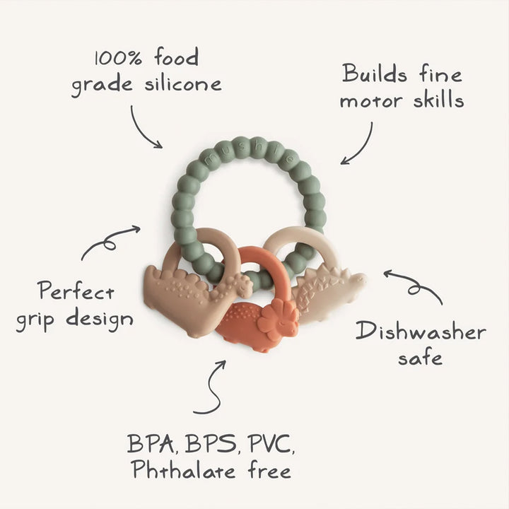 Mushie Teething Ring - Dinosaurs