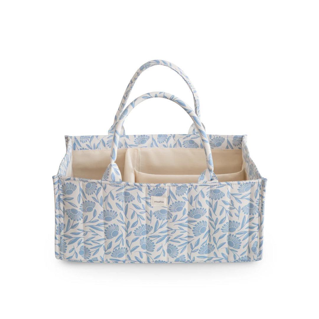 Mushie Nappy Caddy - Blue Flowers-Nappy Laundry + Storage-Blue Flowers- | Natural Baby Shower