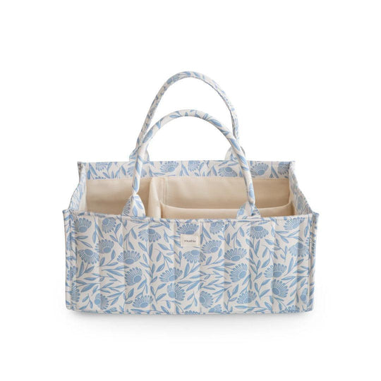 Mushie Nappy Caddy - Blue Flowers-Nappy Laundry + Storage-Blue Flowers- | Natural Baby Shower