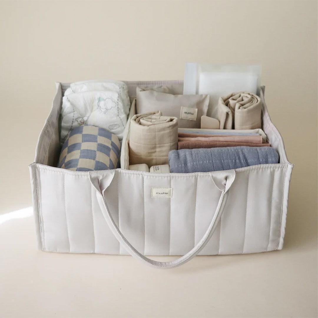Mushie Nappy Caddy - Ivory-Nappy Laundry + Storage-Ivory- | Natural Baby Shower