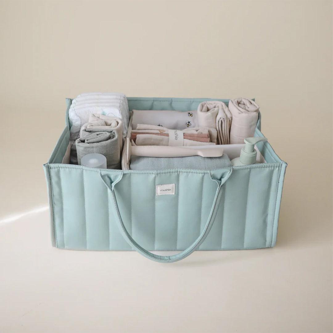 Mushie Nappy Caddy - Roman Green-Nappy Laundry + Storage-Roman Green- | Natural Baby Shower