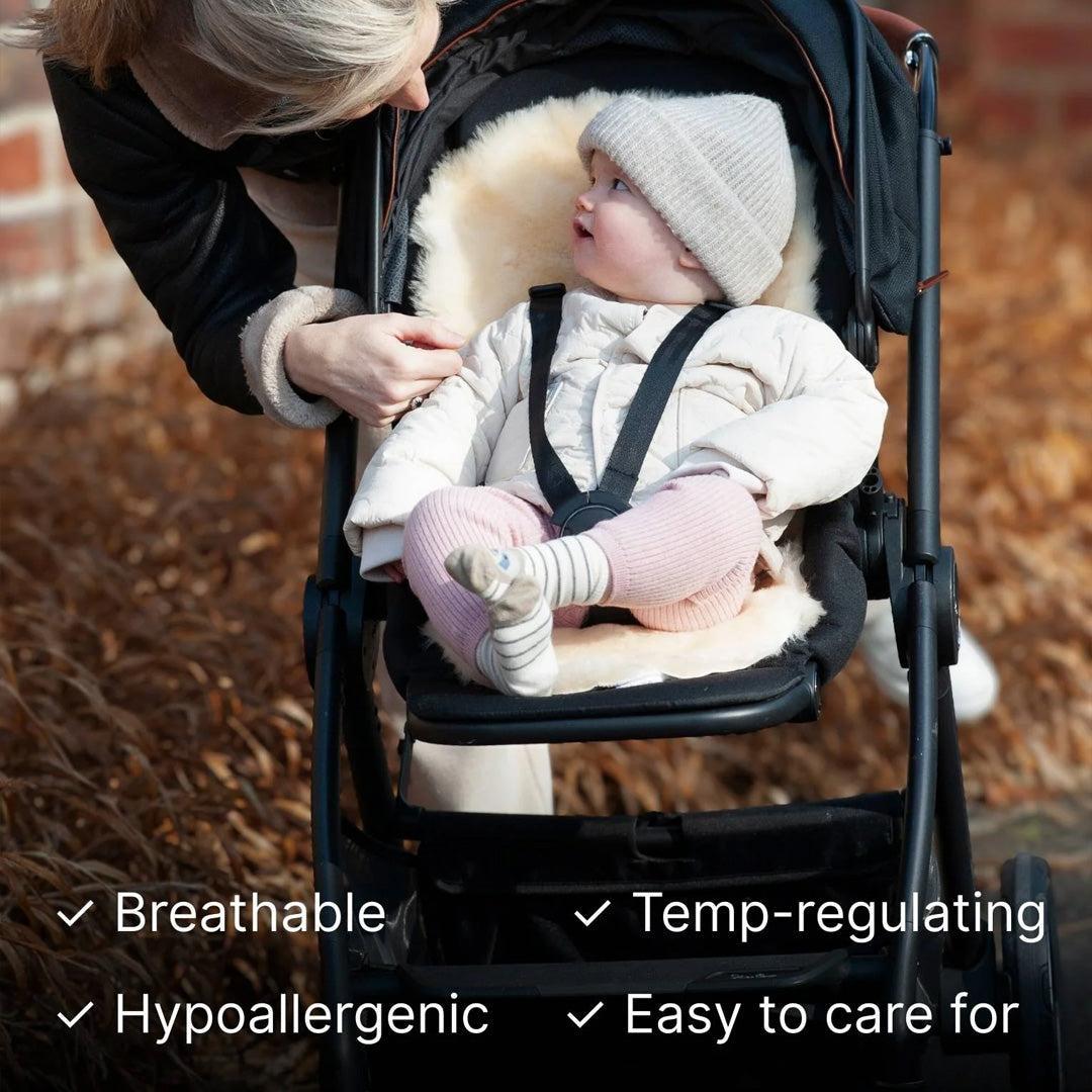 Naturally Sheepskins Fixed Harness Snuggly Sheepskin Pram Liner - Taupe-Stroller Accessories- | Natural Baby Shower