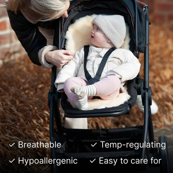 Naturally Sheepskins Fixed Harness Snuggly Sheepskin Pram Liner - Taupe-Stroller Accessories- | Natural Baby Shower