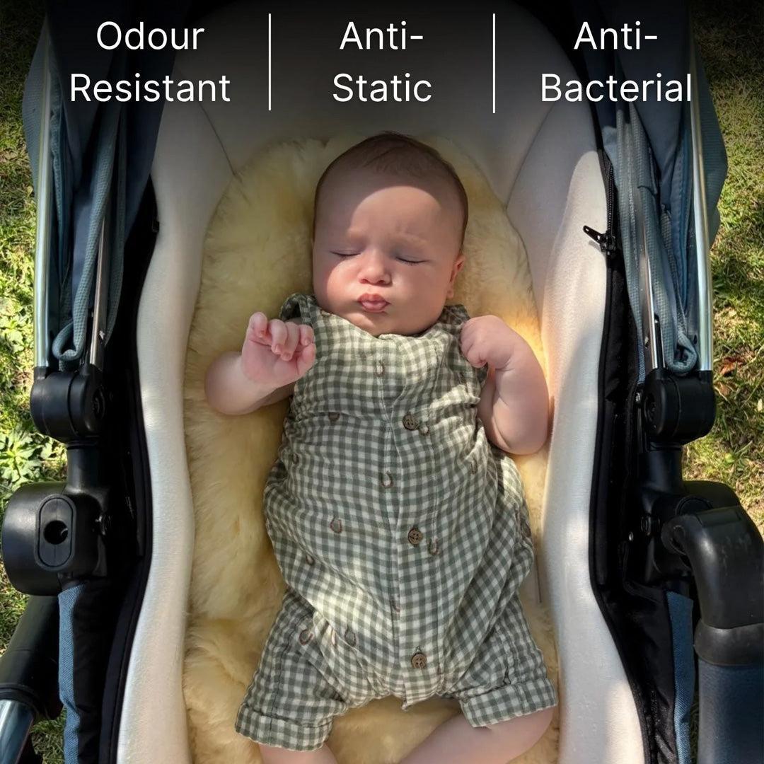 Naturally Sheepskins Fixed Harness Snuggly Sheepskin Pram Liner - Taupe-Stroller Accessories- | Natural Baby Shower
