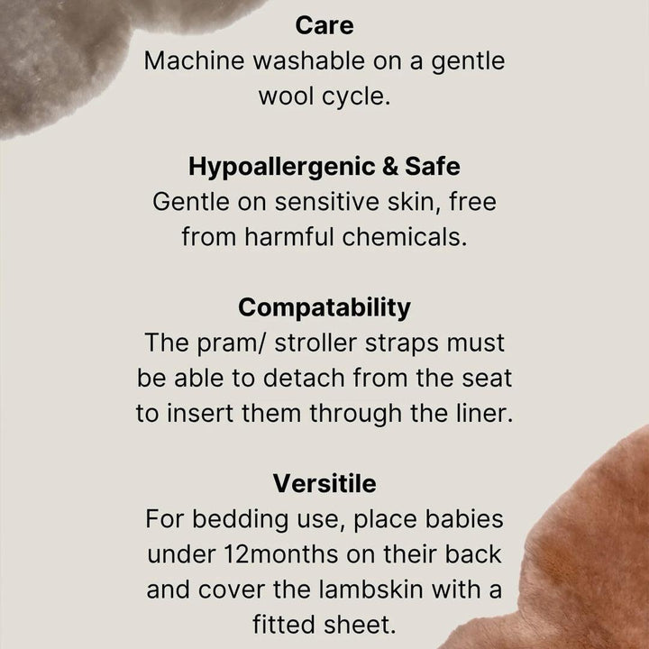 Naturally Sheepskins Fixed Harness Snuggly Sheepskin Pram Liner - Taupe-Stroller Accessories- | Natural Baby Shower