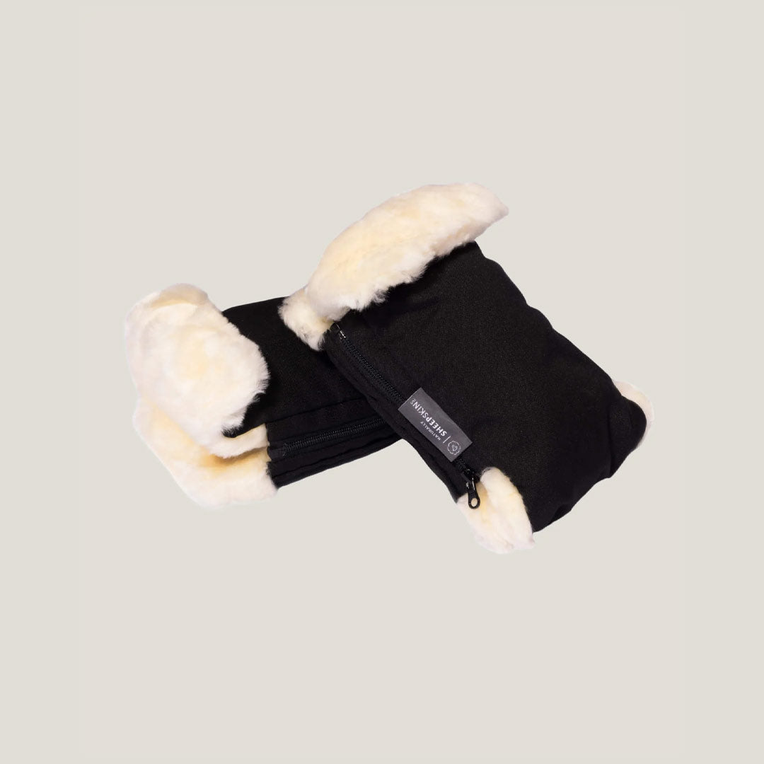 Naturally Sheepskins Stroller Hand Mittens - Black-Gloves + Mittens-Black-One size | Natural Baby Shower