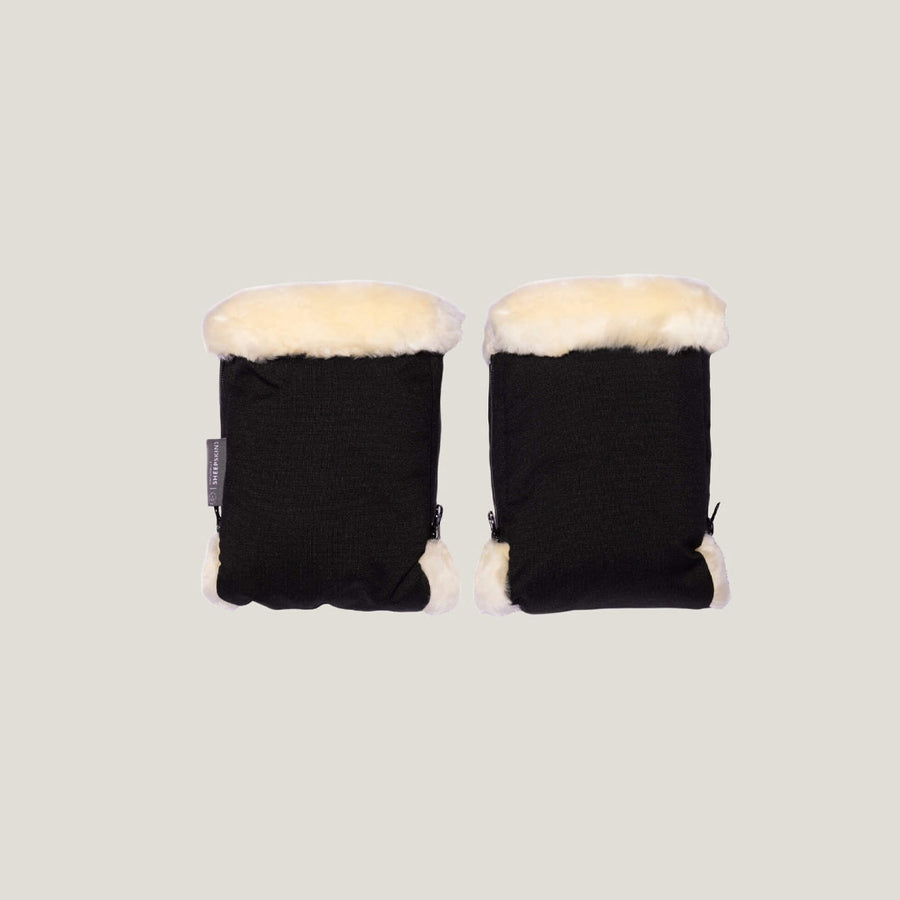 Naturally Sheepskins Stroller Hand Mittens - Black-Gloves + Mittens-Black-One size | Natural Baby Shower