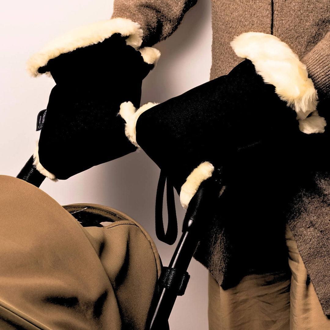Naturally Sheepskins Stroller Hand Mittens - Black-Gloves + Mittens-Black-One size | Natural Baby Shower