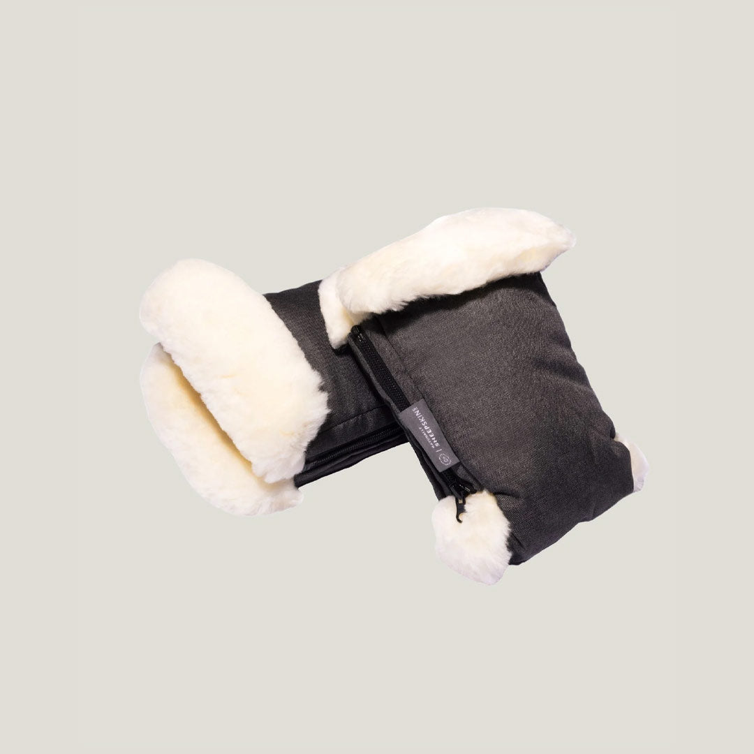 Naturally Sheepskins Stroller Hand Mittens - Charcoal Grey-Gloves + Mittens-Charcoal Grey-One size | Natural Baby Shower