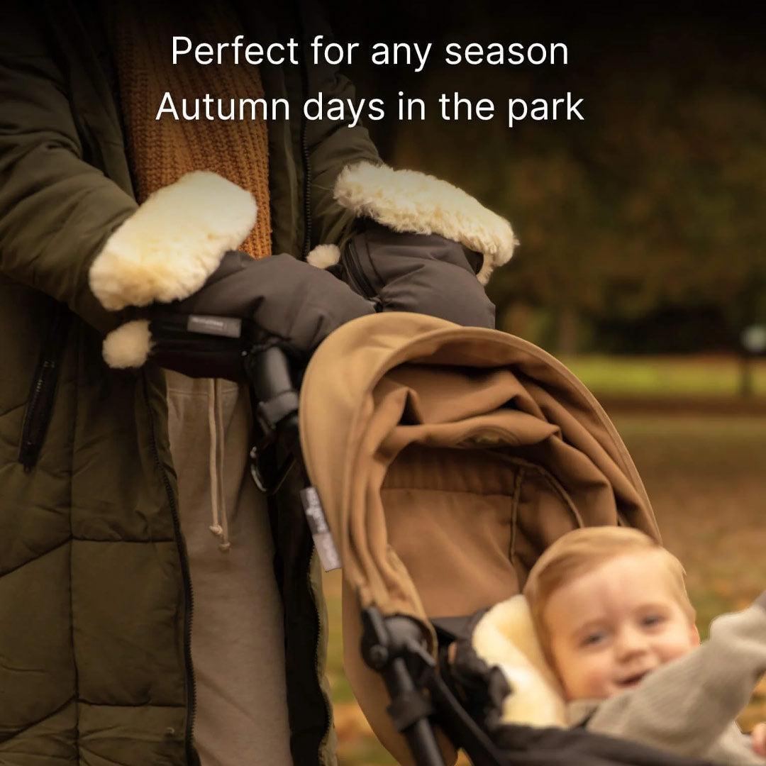 Naturally Sheepskins Stroller Hand Mittens - Charcoal Grey-Gloves + Mittens-Charcoal Grey-One size | Natural Baby Shower