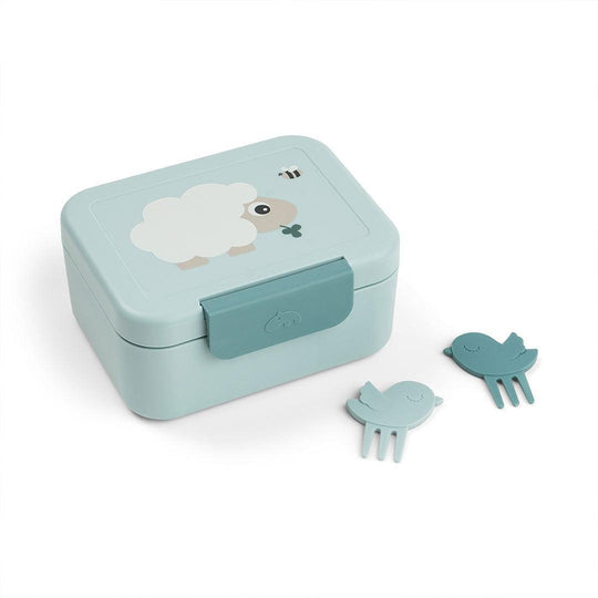 Done by Deer Tiny Lunch Box With Snack Picks - Tiny Farm Blue-Lunch Boxes-Tiny Farm Blue- | Natural Baby Shower