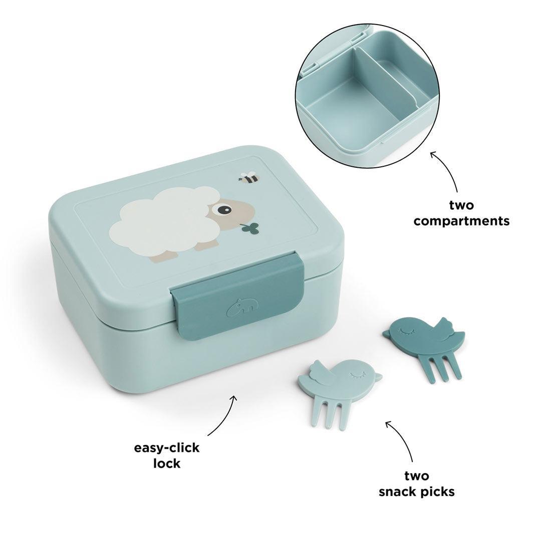 Done by Deer Tiny Lunch Box With Snack Picks - Tiny Farm Blue-Lunch Boxes-Tiny Farm Blue- | Natural Baby Shower