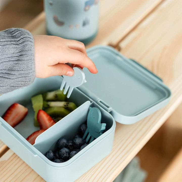 Done by Deer Tiny Lunch Box With Snack Picks - Tiny Farm Blue-Lunch Boxes-Tiny Farm Blue- | Natural Baby Shower